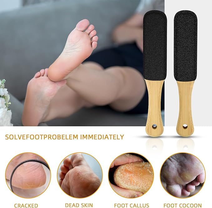 2 Pack Pumice Stone for Feet, Foot File and Callus Remover - Foot Scraper & Exfoliator Tool for Dead Skin, Cracked Heels, Dry Feet Care