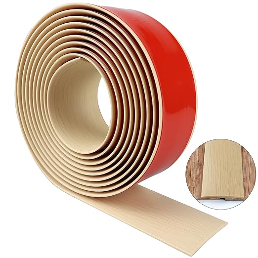Floor Transition Strip 2" Self Adhesive Flat Vinyl Flooring Transitions Strip with Strong Backing (5cm, 20FT, Maple Wood Grain)
