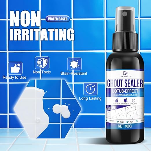 Grout Sealer, Waterproof Tile Sealer for Shower Tile, Floor, Kitchen - 2-in-1 Spraying & Squeezing Application - Clear Fast Dry Stain Resistant Grout Sealant for Bathroom, Shower, Marble