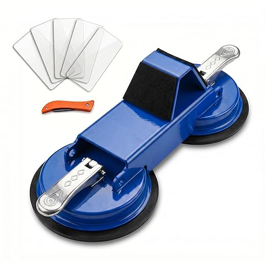 PlayMoon Floor Gap Fixer Tool, Heavy Duty Dual Suction Cup Floor Gap Repair Tool with Metal Levers for Laminate Flooring Engineered Hardwood and Vinyl Plank (Blue)