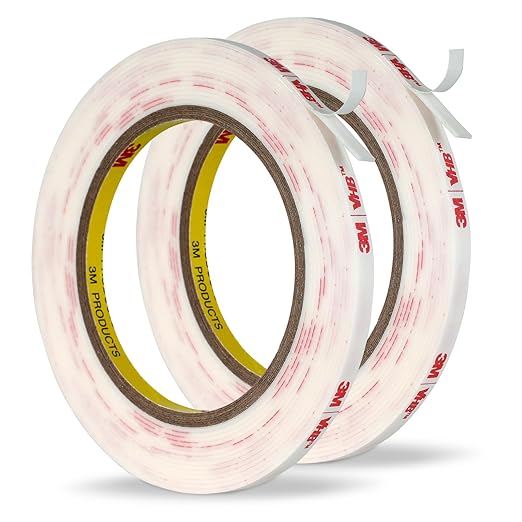 3M Double Sided Mounting Tape 1/4''x15.4Ft 2 Pack, White 4950 Heavy Duty Adhesive Waterproof Foam Tape for Car Home Office Deco