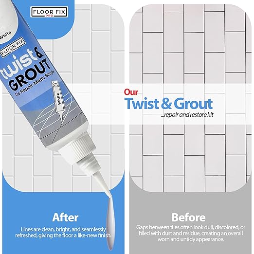 Floor-Fix Pro Twist & Grout Repair Kit – Premixed Waterproof Grout Repair & Grout Paint Pen Alternative–Fast Tile Grout Reviver for Bathroom, Shower & Kitchen–Crack-ResistantAnthracite, 8.8 fl oz