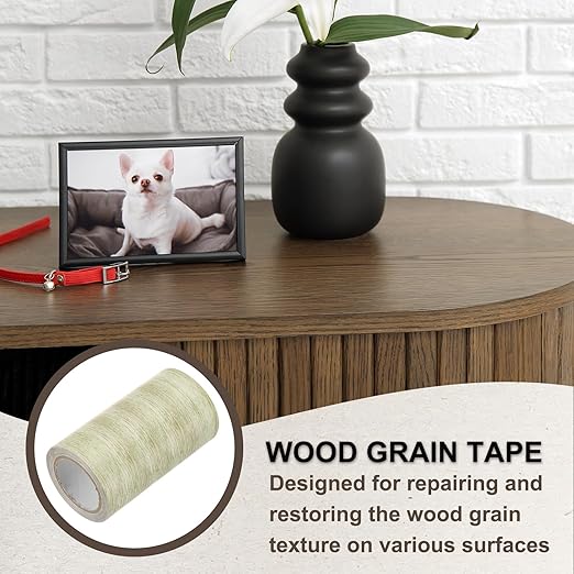 PATIKIL Wood Grain Tape 4" x 15 Ft, Self-Adhesive Wood Texture Repair Tape Realistic Wooden Effect Patch for Furniture Cabinets Floor Walls,Grey Oak