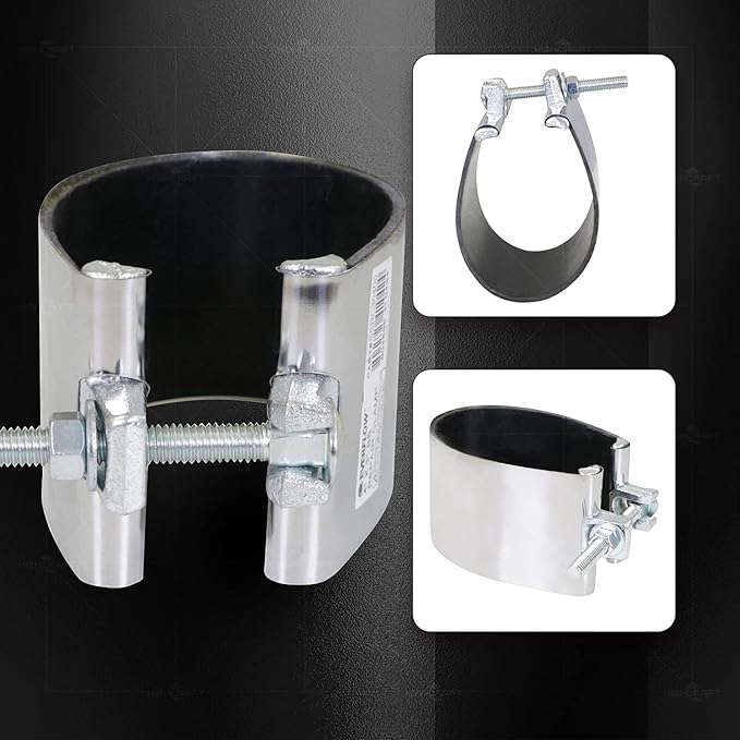 Highcraft Pipe Repair Clamp 4'', IPS Single Bolt, 3” Long, Stainless Steel (5 Pack)