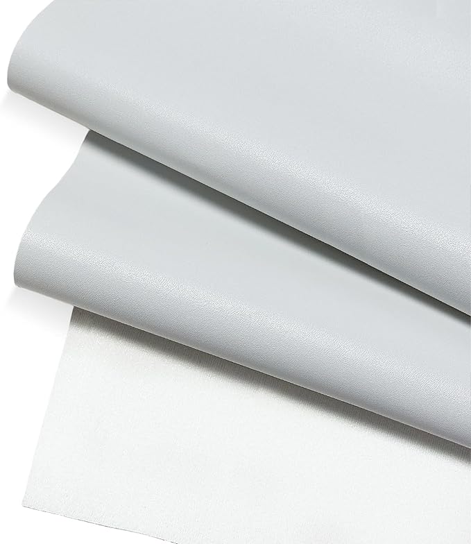 Faux Leather Fabric, Smooth Solid White Vinyl Upholstery Fabric, Artificial Leather Sheets for Upholstery DIY Crafts Pleather, Sewing, Boat Sofa, 55" x 78"