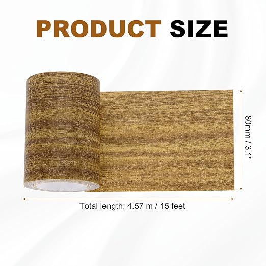 uxcell Wood Grain Repair Tape, 3.1" x 15ft Self Adhesive Wood Grain Colored Duct Tape Waterproof Repair Patch for Furniture Floor Scratch Fix, Baseboards, DIY Decor, Brown Oak