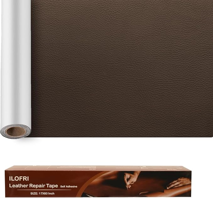 ILOFRI 16x30'' Self Adhesive Leather Repair Patch Tape, Vinyl and Leather Repair Kit for Couches, Furniture, Car Seat, Boat Seat, Sofa, Vinyl Upholstery, Chair, Interior (Dark Brown #2)