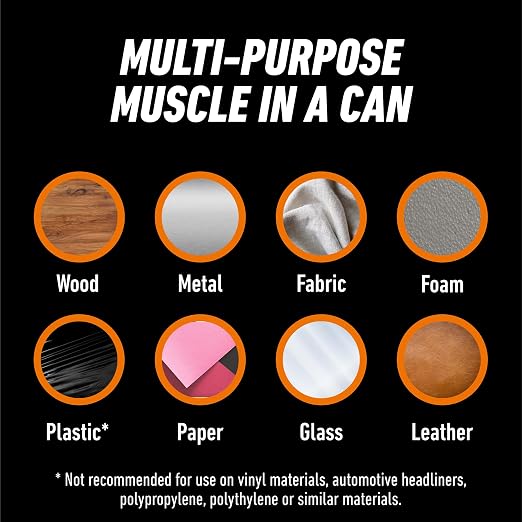 Gorilla Heavy Duty Spray Adhesive, Multi Purpose & Repositionable, Clear, 14 oz (Pack of 2) Bonds Paper, Cardboard, Foam, Fabric, Photo Safe, Non-Yellowing, Indoor & Outdoor