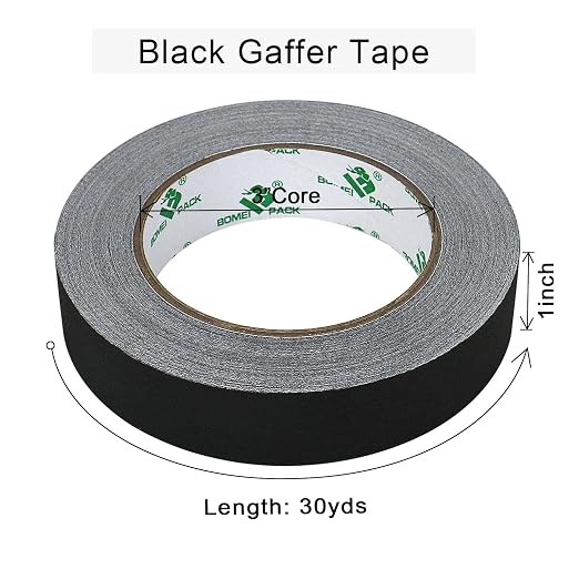 BOMEI PACK Black Gaffer Tape, Matte Non-Reflective, 1inch x 30yds No Residue Hand Tear Self-Adhesive Gaffer Tape for Labeling, Cable, Stage, Photography, Painters and Duct Repair, 1 Pack