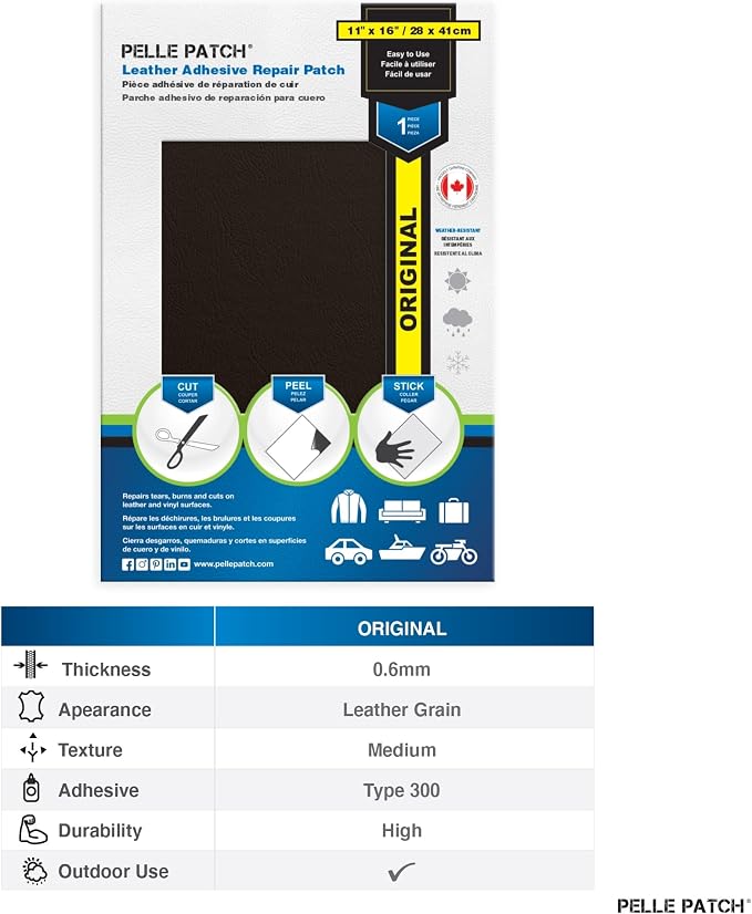 Leather Repair Kit Black - 25 Colors Available - Original 11x16 - Dark Brown