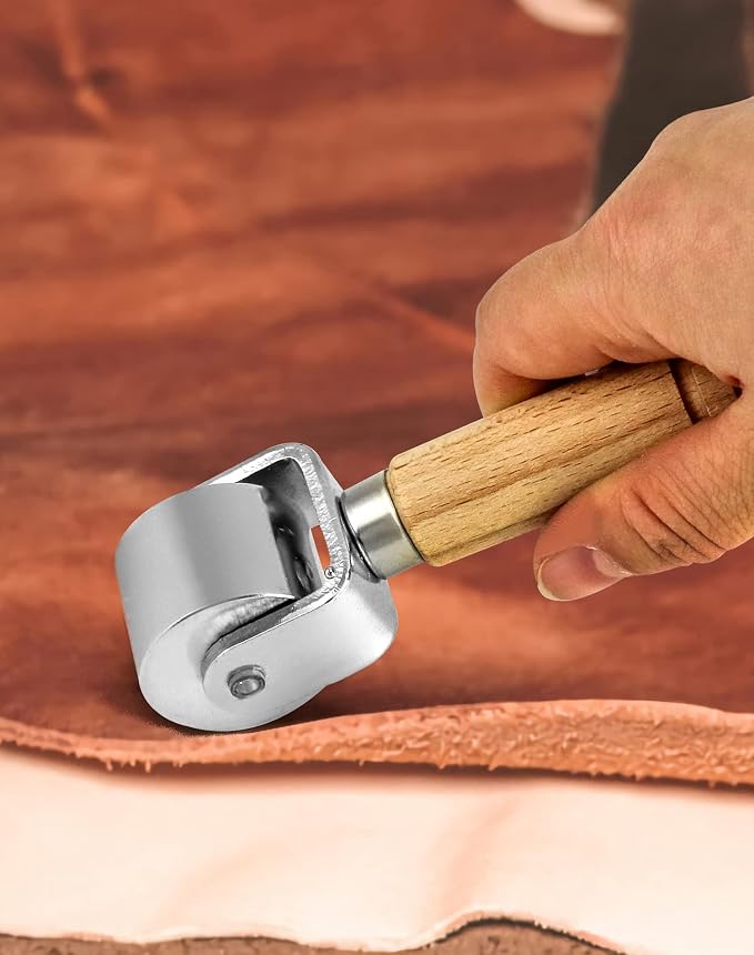 QWORK Leather Glue Laminating Roller Stainless Steel (2 pcs 2.36 inch + 1 inch) for Craft DIY Leather Edge Crimping Roller Press Platen Board Tool