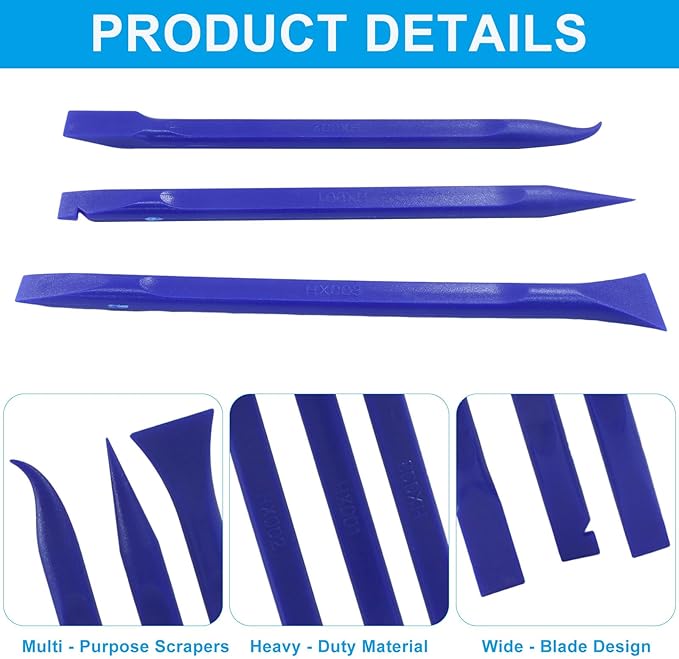 Plastic Scraper Tool 9 Pieces Non-Scratch Cleaning Kit for Tight Spaces, Remove Stickers Labels Oil Stains Food Dirt(Blue)