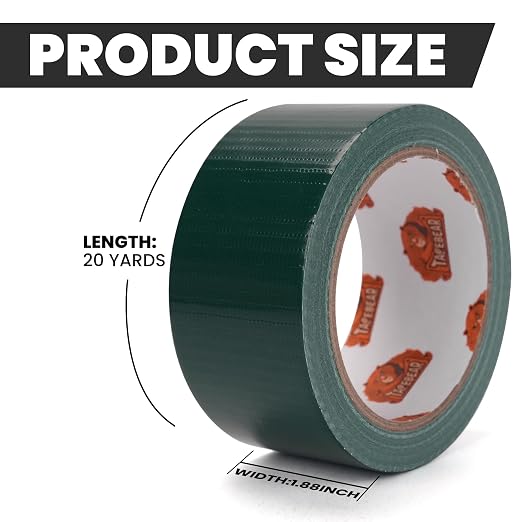 TAPEBEAR Green Duct Tape Heavy Duty 1.88" x 60FT, Strong Tough Utility Ducting Tape Waterproof, No Residue, Flexible, Hand Tear Binding Tape for DIY, Bundle, Patch, Protect & Repair, 3Rolls