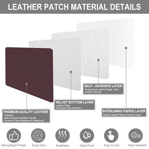 Leather Patches for Furniture,17X79inch Self Adhesive Leather Repair Patch,Leather Repair kit for Furniture, Couch,Car Seat,Motorcycle seat,Loveseat (Red Brown-Litchi Grain, 17X79 inch)