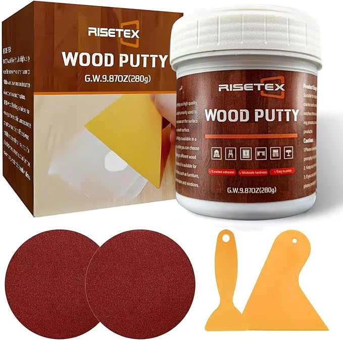 Wood Filler Putty,9.87 oz White Wood Filler Stainable and Paintable,Wood Putty,Wooden Repair Kit for Quickly Repair Any Breaks,Cracks, Chips and Defects in Wooden Furniture,Easy to Use and Sand