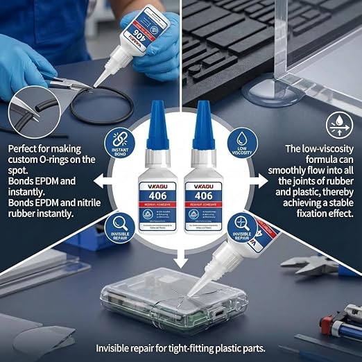 406 Super Glue Instant Adhesive Clear 20g Suitable for Plastics and Rubbers 2 Pack