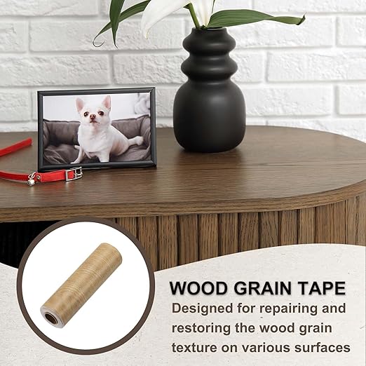 PATIKIL Wood Grain Tape 4.7" x 32 ft, Self-Adhesive Wood Texture Repair Tape Realistic Wooden Effect Patch for Furniture Cabinets Floor Walls, Birch