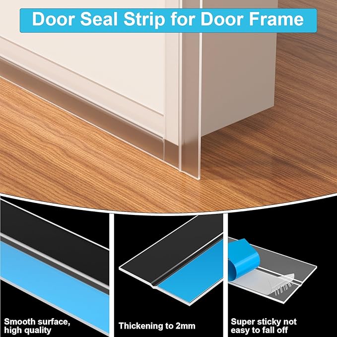Thickened Weather Stripping Door Seal, Gap Seal for Frame and Gaps Draft Stopper,Glass Shower Door Sweep, Clear, 36 Feet x 1 Inch