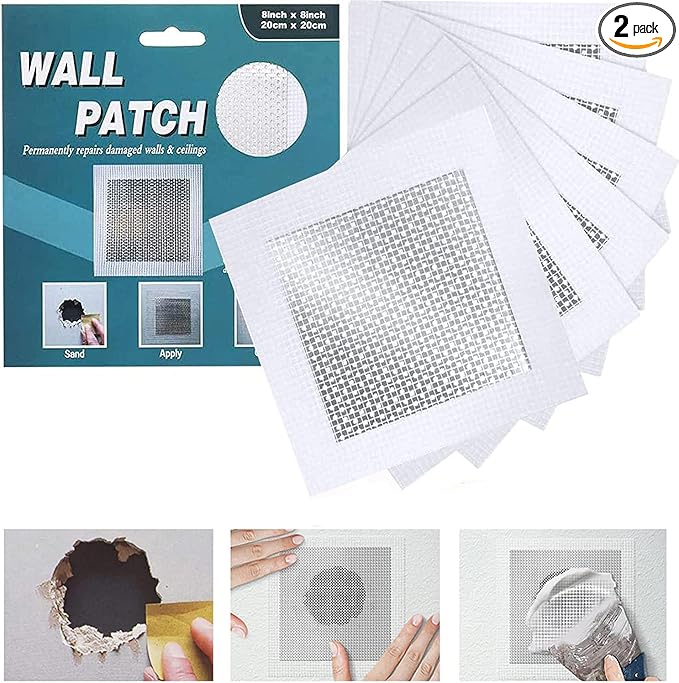 Drywall Repair Patch 4 Inch 6 Pack, Safe Mend Wall Repair Self Adhesive Fiberglass Wall Repair Patch Kit, Aluminum Metal Sheetrock Ceiling Dry Wall Patch (4"x 4")