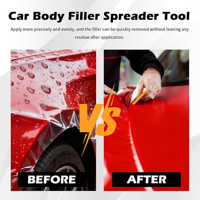 9PCS Body Filler Spreader Tool with 4/5/6 Inch,Multi-Purpose Car Body Filler Kit for Car Bodies Applying Fillers,Caulks,Glazes,Putties,Reusable Professional Automotive Tools