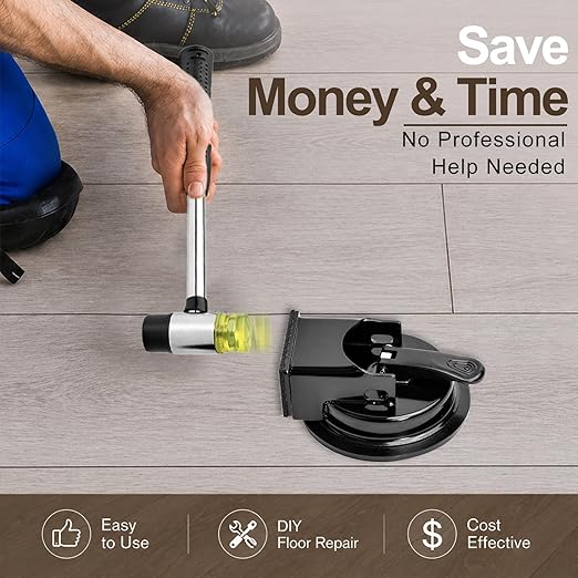 Heavy Duty Floor Gap Fixer, Plank Grabber with Suction Cup for Smooth Surfaces, Vinyl, Wood, Laminate Floor, Perfect for Filling Gaps, Laminate Flooring Tools with Rubber Mallet