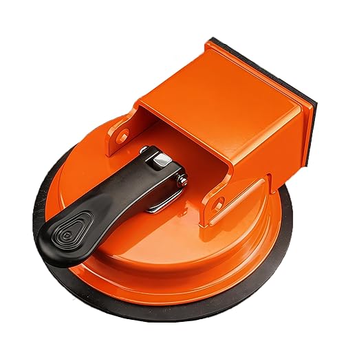 Floor Gap Fixer Tool with Vacuum Suction Cup, Heavy Duty Gap Repair Tool with 4 Reusable Sticky Pads for Laminate, Hardwood, Tile & PVC Floors (Orange)