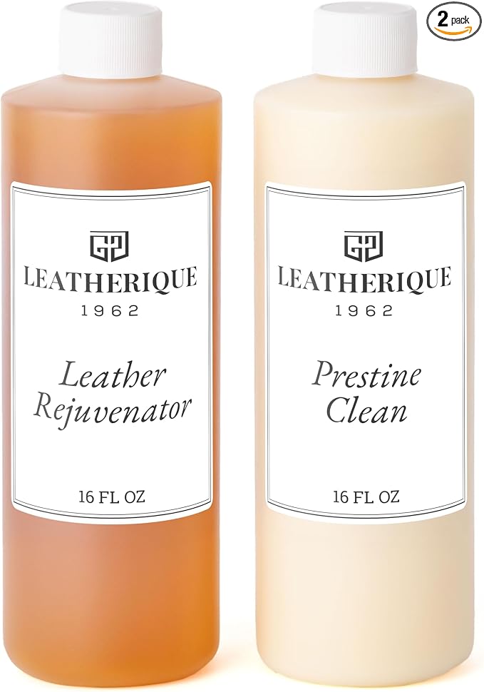 Leather Care & Preservation Set - 16 oz | Leatherique Rejuvenator Oil & Prestine Clean 2-Step System | Softens, Conditions & Preserves Leather | Perfect for Cars, Furniture, Saddles & More