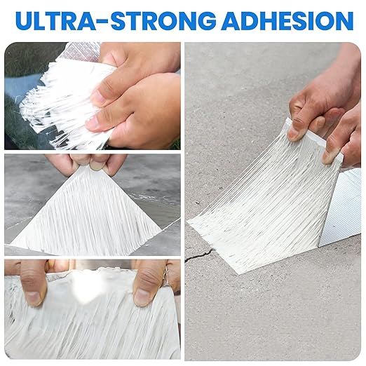 ADHES Butyl Tape Waterproof Tape Aluminum Foil Tape Sealan Tape,8in x 16ft for RV Repair, Window, Boat and Pipe Sealing, Glass & EDPM Rubber Roof Patching,9 Rolls(Model:RA100-1,Glue Color:White)