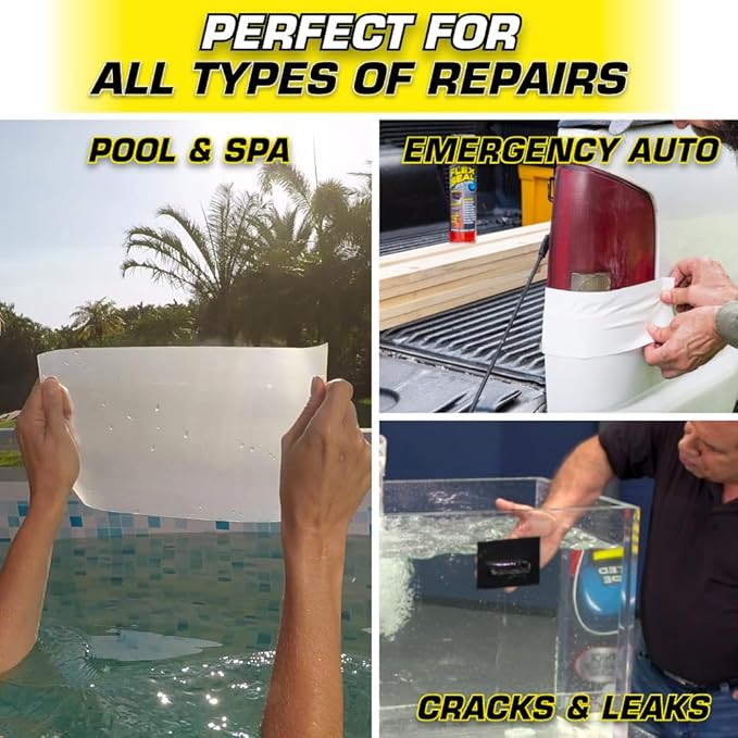 Flex Tape, MAX, Original Thick Flexible Rubberized Waterproof Tape - Seal and Patch Leaks, Works Underwater, Indoor Outdoor - Home RV Roof and Pool Repairs, Clear, 4 in x 25 ft, Pack of 1