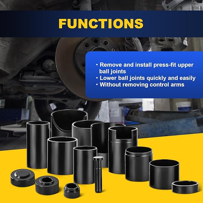 DASBET 14PCS Master Ball Joint Remover Installer Adapter Tool Set, Ball Joint Press Kit for Removal & Installation, Ball Joint Service Tool Compatible with Most 2WD & 4WD Cars, Trucks & SUVs