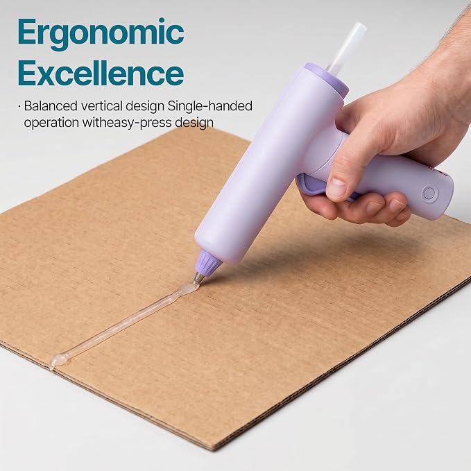 Cordless Hot Glue Gun Kit USB-C Rechargeable Magnetic Mount Base with 40 Premium Glue Sticks for DIY Crafts and Gifts（Purple）