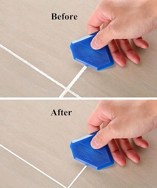 daier Grout Removal Caulking Tool Set, Sturdy Angled Grout Scraping Rake Tool, Grout Saw Knife, 4Pcs Silicone Sealant Tool for Tile Cleaning