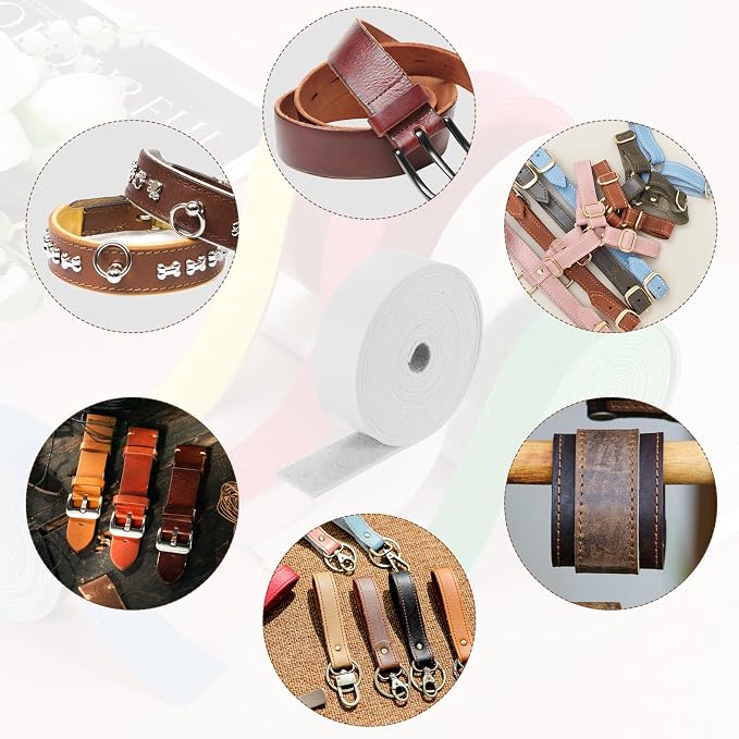 MECCANIXITY Faux Leather Strap, 1" Width x 98" Long Grained Leather Belt Strip Trim Roll for DIY Craft Projects, Pet Collars, Traction Ropes, Bag Straps, Hobby Workshop (White)