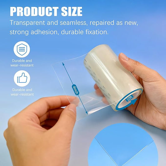 GAQWOK Waterproof Repair Tape for Fabric, Vinyl Siding Repair Kit, Screen Repair Tape, Air Mattress Patch Kit, Heavy Duty Clear Multipurpose Outdoor Patch, Tent and Boat Cover（4 inches x 10 feet）