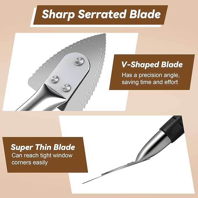 Feekoon Professional Metal Window Opener, Stainless Steel Window Zipper Deglazing Tool, Scraper Tool for Cutting Through Dried Paint and Hardened Caulk