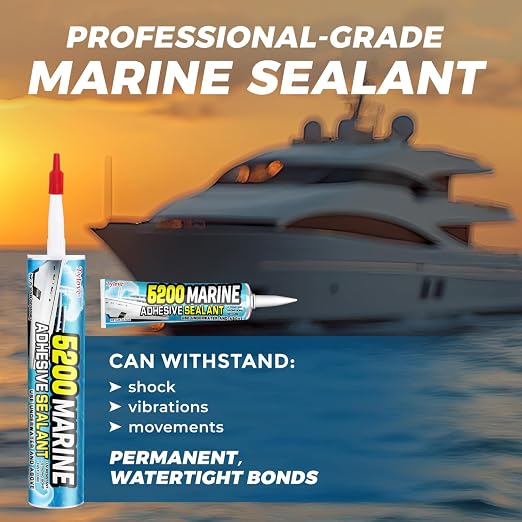 [Clear] 5200 Marine Adhesive Sealant Fast Cure – Waterproof Permanent Bond for Boats, RVs, Ponds, Above & Below Waterline, 3 oz