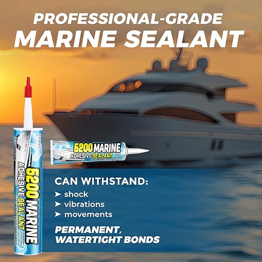 5200 Marine Sealant Adhesive Fast Cure - Permanent, Watertight Bonding and Sealing - UV Resistant, Above & Below Waterline- for Boats, Hulls, Decks & RVs,Pond Sealant 3oz (1Pack Black)