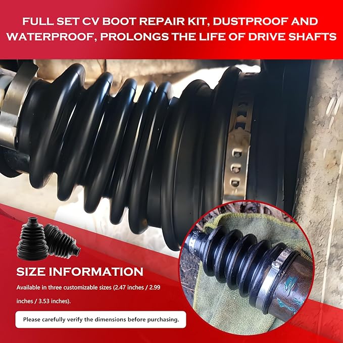 2PCS Car CV Boot Repair Kit Contains CV Boot Expander Tool,Upgraded Car CVs Axle Boots Repair Kit for Dust and Water Resistance,Silicone CVs Joint Boots for 2.47"/2.99"/3.53" Calibers