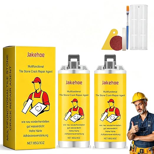 Tile Repair Kit for Chips, Cracks & Surface Gaps, Color Matching Solution for Ceramic, Porcelain & Stone, Easy DIY Application for Floor, Wall, Countertop & Bathroom Surfaces (2pcs)