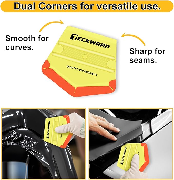 TECKWRAP Felt Edge Squeegee for Vinyl Wrap, Car Wrap, PPF, Decal & Window Tint, Professional Scratch-Free Squeegee Tools, 4PCS 40A Soft Yellow