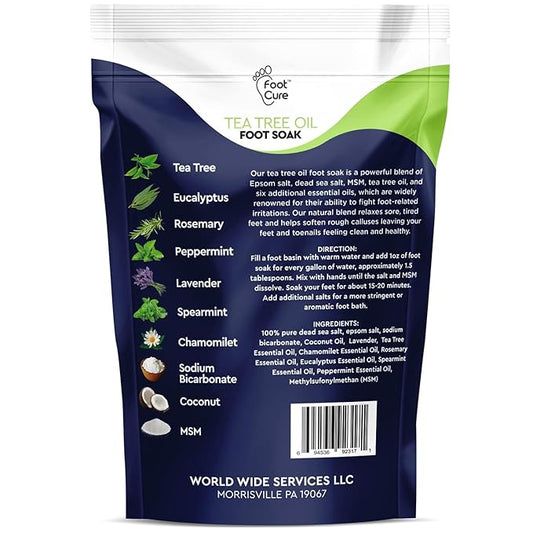 FOOT CURE Exfoliator & Callus Remover Pedicure Set – Care Kit Includes File for Dead Skin, Tea Tree Oil Soak Salts, Urea Cream 40 Percent Removal Gel Made in USA, Ivory, 4 Piece