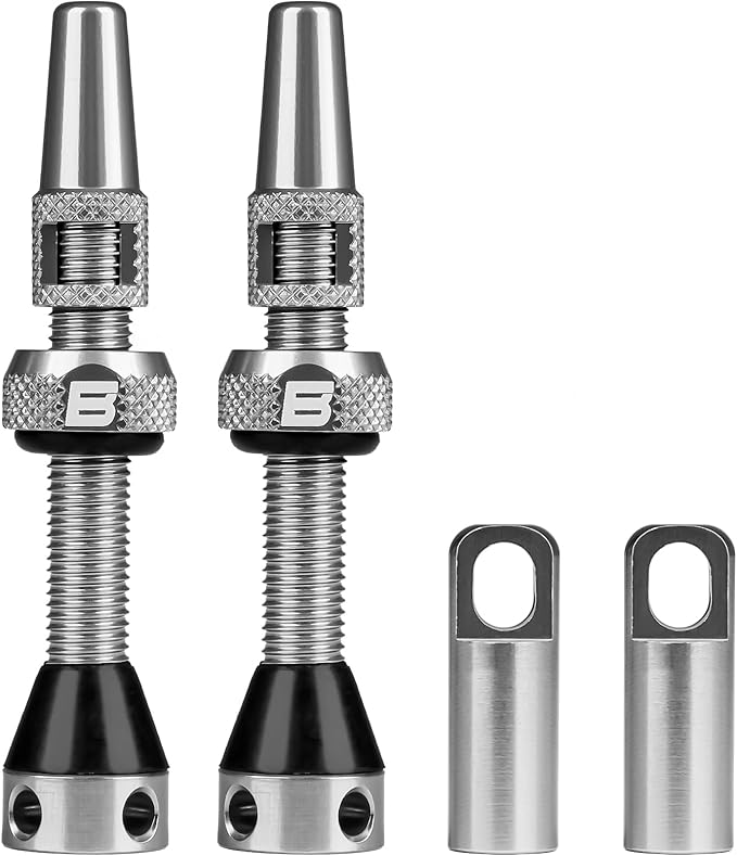 BWSHLF Tubeless Presta Valve Stem 40/44/55/60/65/80/100 mm, Super Light Alloy Presta Valve Stem Kit with Valve Core Remover Tool and Valve Stem Caps - Multiple Color and Size Options(Pair)