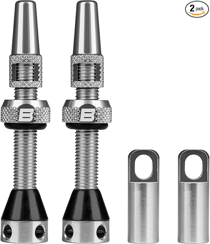 BWSHLF Tubeless Presta Valve Stem 40/44/55/60/65/80/100 mm, Super Light Alloy Presta Valve Stem Kit with Valve Core Remover Tool and Valve Stem Caps - Multiple Color and Size Options(Pair)