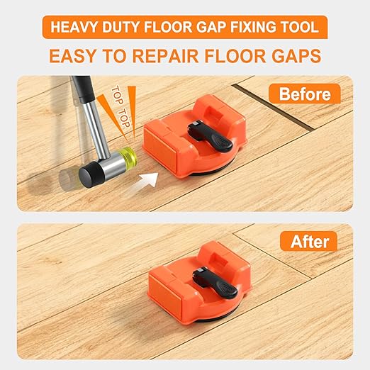 Heavy Duty Floor Gap Fixer Tool with Rubber Mallet, Laminate Flooring Tools with Enhanced Suction Cup & 5 PCS Sticky Pads for Wood Floor, Laminate, Vinyl Plank, Hardwood