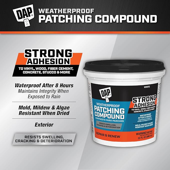 DAP Weatherproof Patching Compound, White, 32 Oz (7079818787)