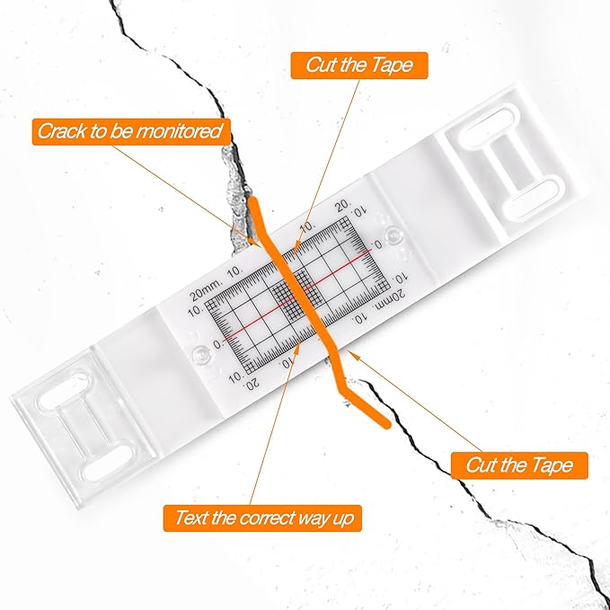 Crack Gauge Monitor， Crack Monitor with Updated Two Fixed adapter | Crack Measure and Record Instrument for Monitoring Wall Deformation and Crack (Pack of 3)