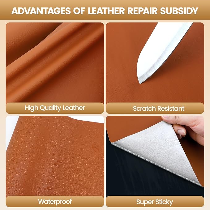 WALLAX Leather Repair Patch, 4 x 79 Inches Self Adhesive Leather Repair Tape for Furniture, Couch, Sofa, Car Seats, Office Chair, Car Interior, Upholstery, Vinyl Repair Kit (Grey)