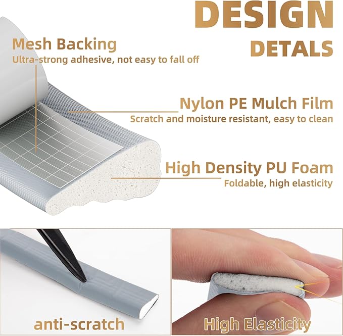 196” Wedge-Shape Foam Window Weather Stripping Door Seal Strip,Soundproofing Frame Insulation Tape for Exterior Front Door,Noise Cancelling Window Inserts,Door Gap Filler Light Blocker,Gray