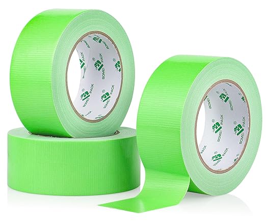 BOMEI PACK Green Duct Tape, 3Rolls Heavy Duty Strong Industrial Color Duct Tape 9mil x 1.88inch x 30yds for Packing and Repairing