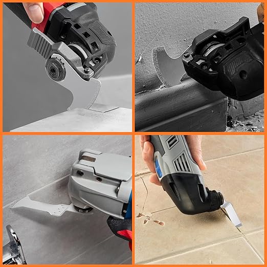 12PCS Diamond Oscillating Multi Tool Grout Removal Blades with 2 Adapters Multifunctional Grout Remover Blades Kit for Oscillating Tool(Mixed Set)